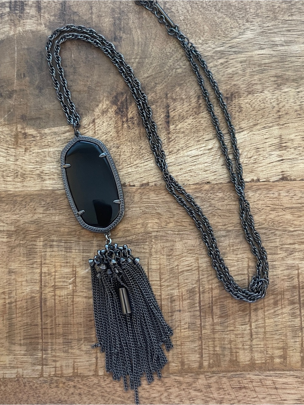 Kendra Scott black stone in charcoal metal necklace